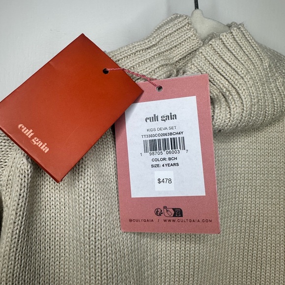 Cult Gaia girls Kids Deva Set Cream Cowl Neck Sweater Set NWT - Picture 6 of 13